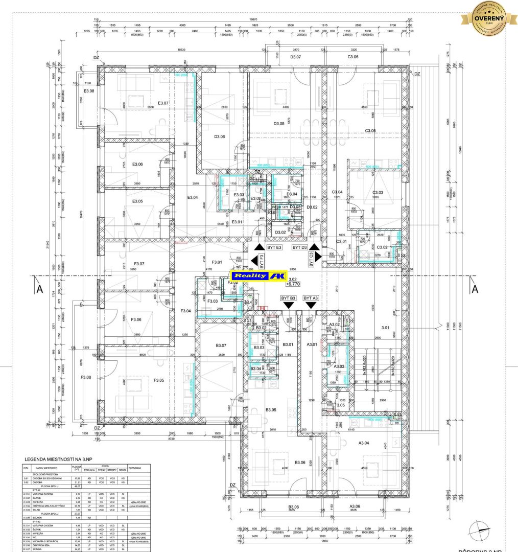 3 izbový byt na predaj novostavba Tomčany, 78 m2 poschodie 2 vľavo 5