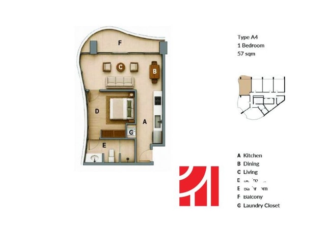 1 SPÁLŇOVÝ APARTMÁN A4 ELEGANCE RESIDENCE PATTAYA