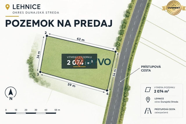 Stavebný pozemok  – Lehnice - Masníkovo - 2 074 m²