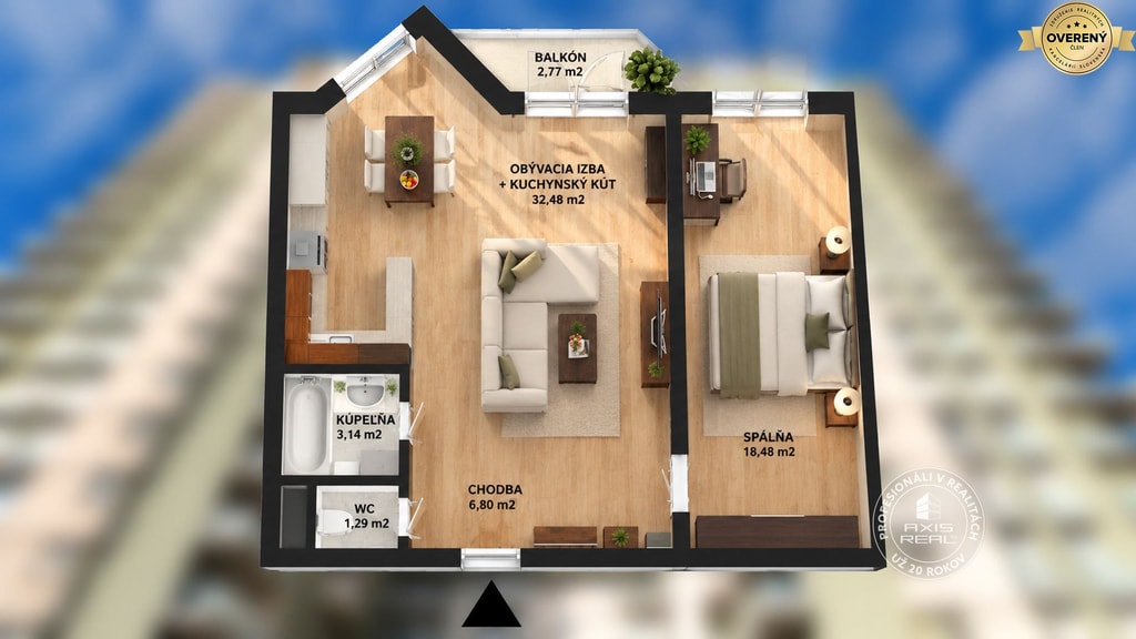 AXIS REAL | Priestranný 2-izbový byt 65 m², DVE VEŽE, Bosákova 7 2
