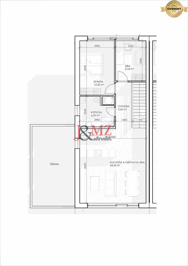 NOVOSTAVBA  3 izb. bytu na 2.NP s 1 parkovacím miestom, centrum Levice 5
